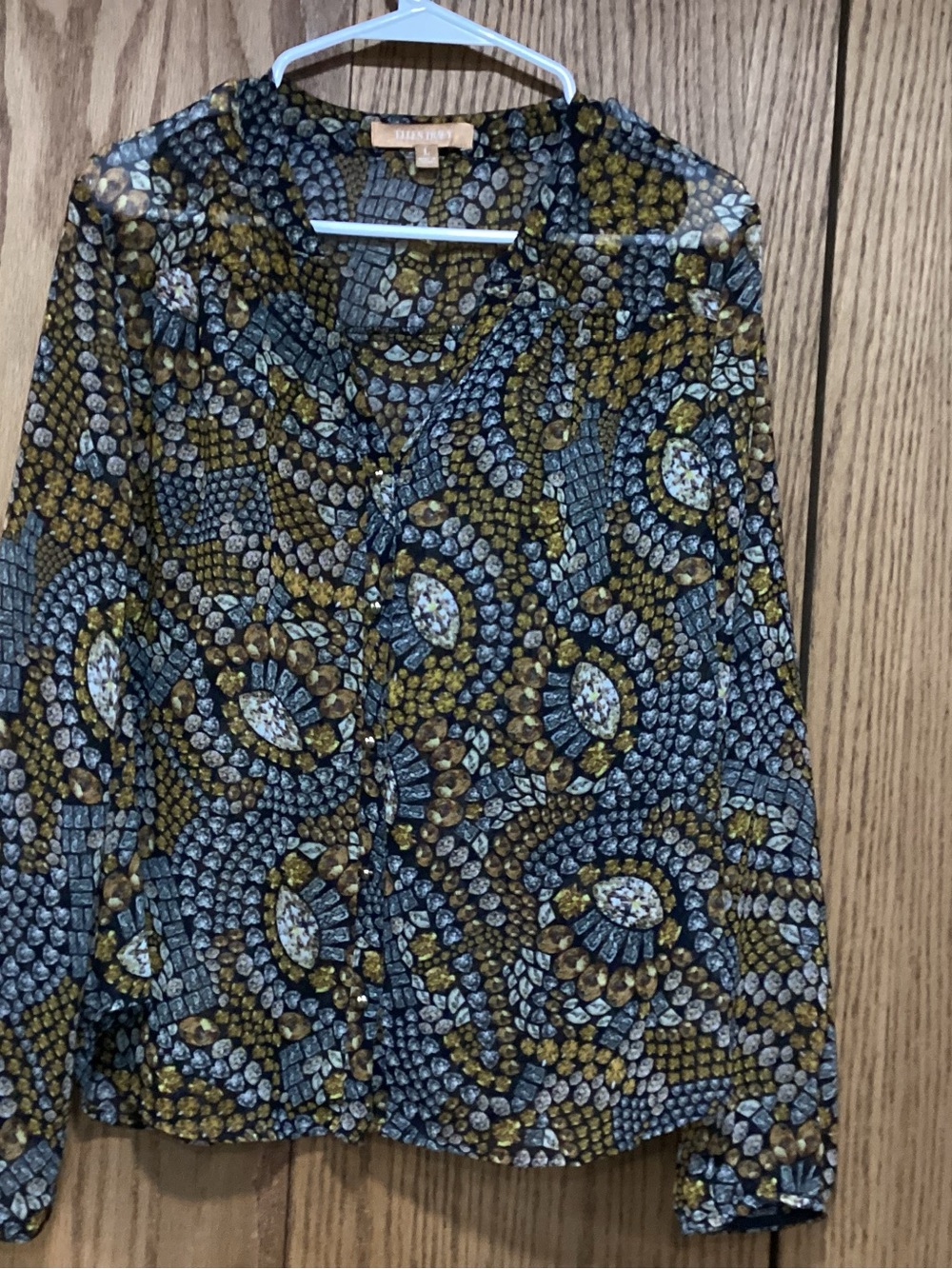 Ellen Tracy Multicolor Paisley Print Skirt - Olive, Blue, Gray